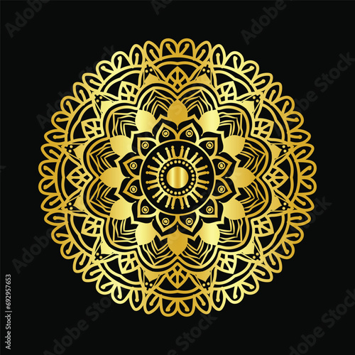 mandala design background in gold color