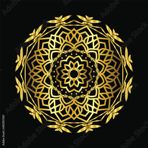luxury mandala design background in gold color