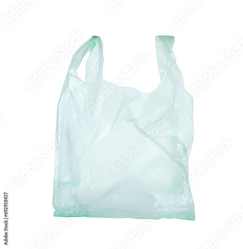 One light green plastic bag isolated on white