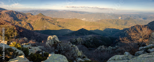 Panorama picture from Spanish mountain Montseny  near Santa fe del Montseny  Catalonia