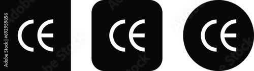 CE marking icon vector in different clipart style. Vector illustration