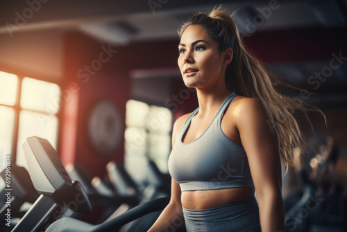 Young positive woman in the gym