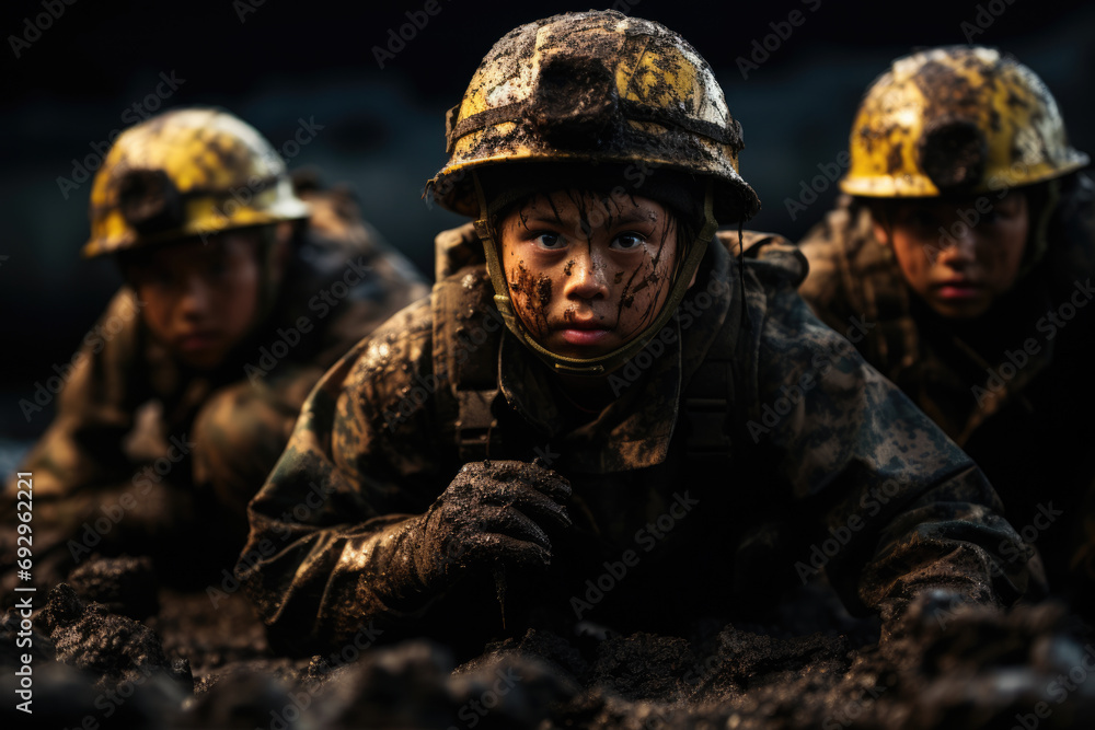 Soldiers in mud, special forces military training