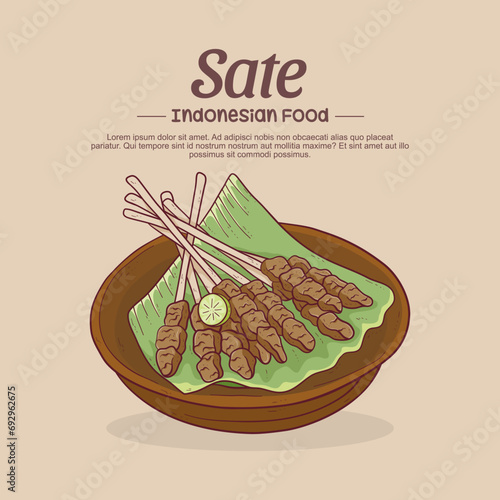 Hand drawn satay illustration
