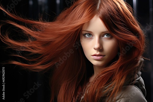 hair red girl Beautiful people beauty glamour cosmetic woman health care flying nature sensuality freshness isolated harmony body adult face human young skin make-up caucasian healthy 1 female