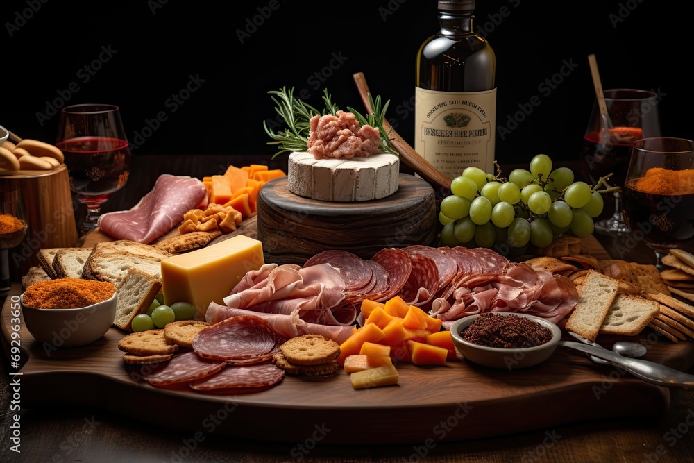 Gourmet Charcuterie Board with Cured Meats, Cheese, and Fresh Herbs ... Charcuterie near me