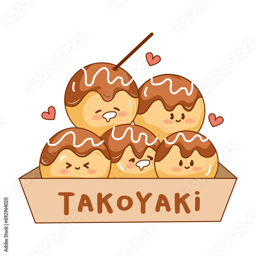 vector illustration of cute takoyaki food