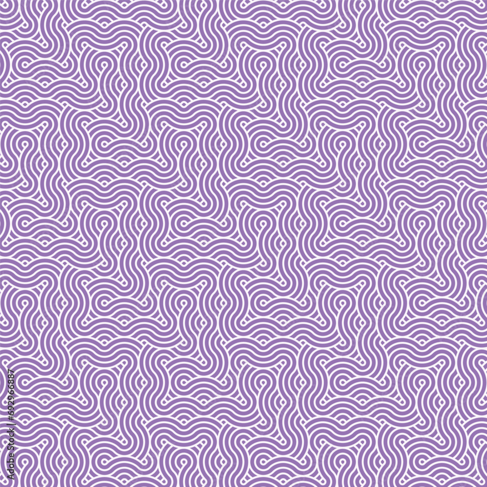 Abstract geometric purple japanese overlapping circles lines and waves pattern
