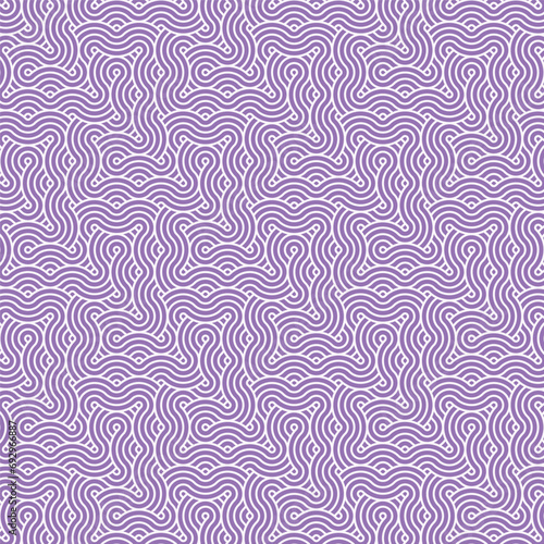 Abstract geometric purple japanese overlapping circles lines and waves pattern © CutePik