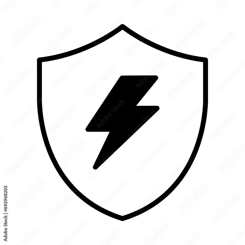 Electricshield icon. Shield and electricity, symbolizing safe electricity and renewable energy Electricshield icon. Shield and electricity, symbolizing safe electricity and renewable energy