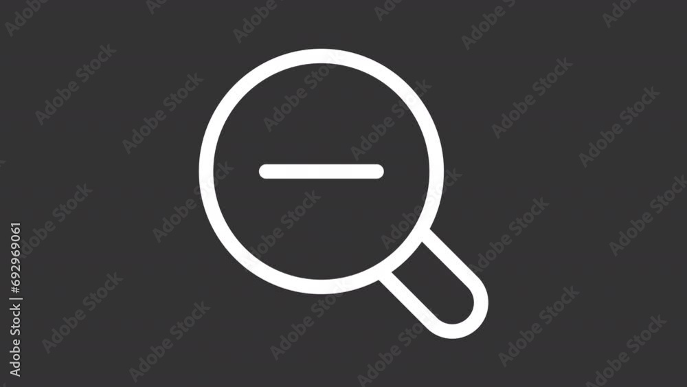2D white creative thin line animation of zoom out icon, HD video with transparent background, seamless loop 4K video representing UI icons. 2D white creative thin line animation of zoom out icon, HD video with transparent background, seamless loop 4K video representing UI icons.