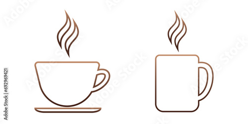 cup and mug of hot coffee or tea drink flat vector icon for food apps and websites