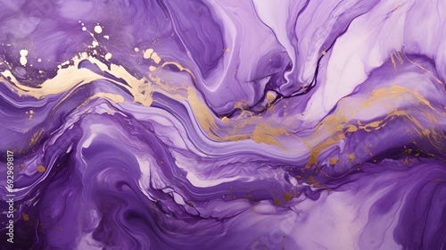 Very beautiful purple marble pattern. Abstract art wallpaper. Art and Gold background. generative AI. photo