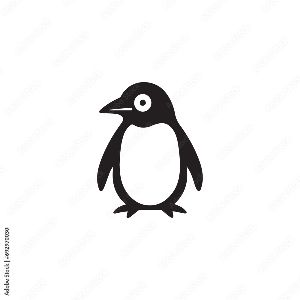 Fototapeta premium Penguin in cartoon, doodle style. Isolated 2d vector illustration in logo, icon, sketch style, Eps 10, black and white. AI Generative