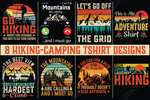 8 Hiking Camping T-shirt designs Hiking Camping T-shirt design