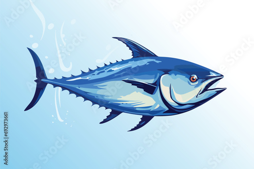 Tuna fish underwater cartoon vector photo
