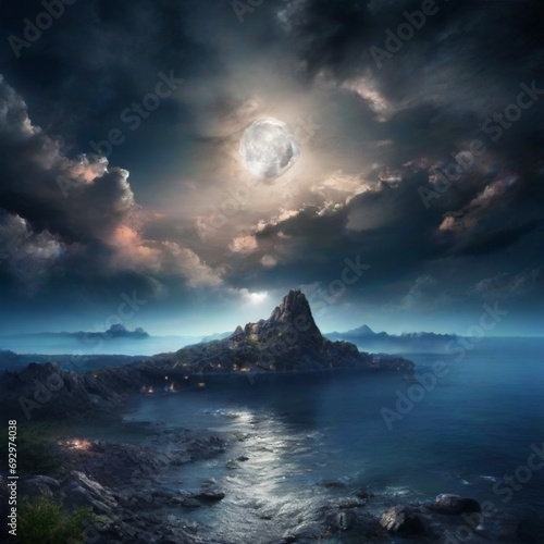 moon night over the sea