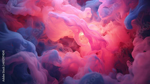 Mesmerizing neon light graffiti with swirling pink and gold clouds on a dreamy 3D texture photo