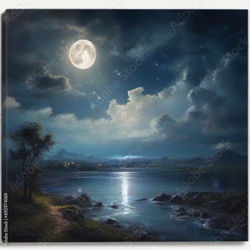 full moon over the sea
