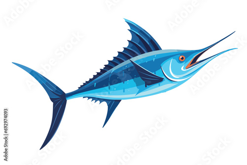 Blue marlin fish. Vector illustration. Isolated on background.