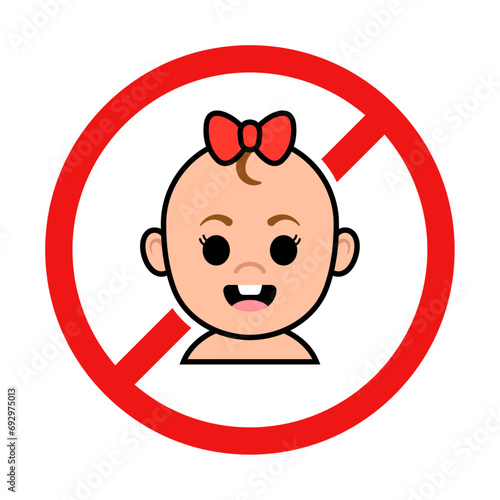 No Baby Girl Sign on White Background