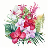 Watercolor floral illustration exotic nature tropical