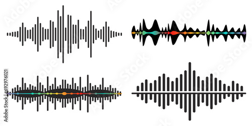 set of sound wave icon, vector illustration photo