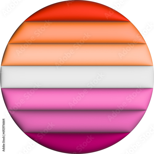3d illustration Lesbian Pride flag on avatar circle