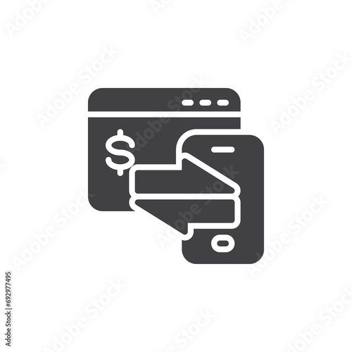 Online money transfer vector icon photo