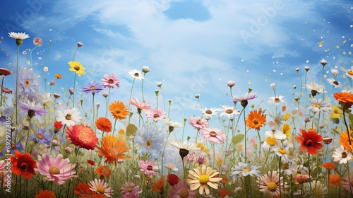 Flower filled meadow background