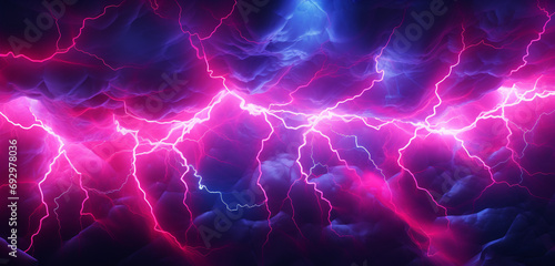 Vibrant neon light graffiti with abstract pink and silver lightning on a stormy 3D surface