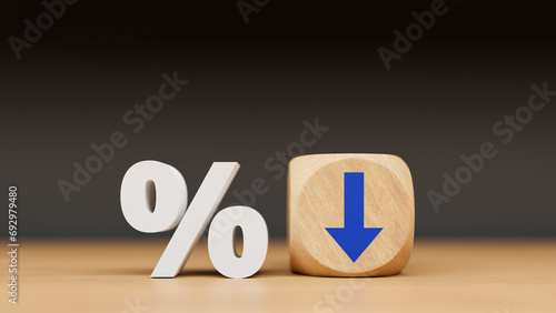Background of  bank's interest rate cut concept, 3d rendering photo