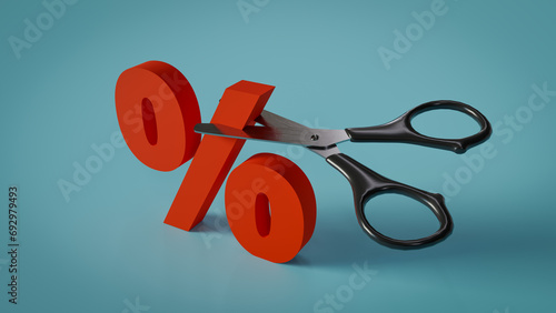 Background of  bank's interest rate cut concept, 3d rendering photo