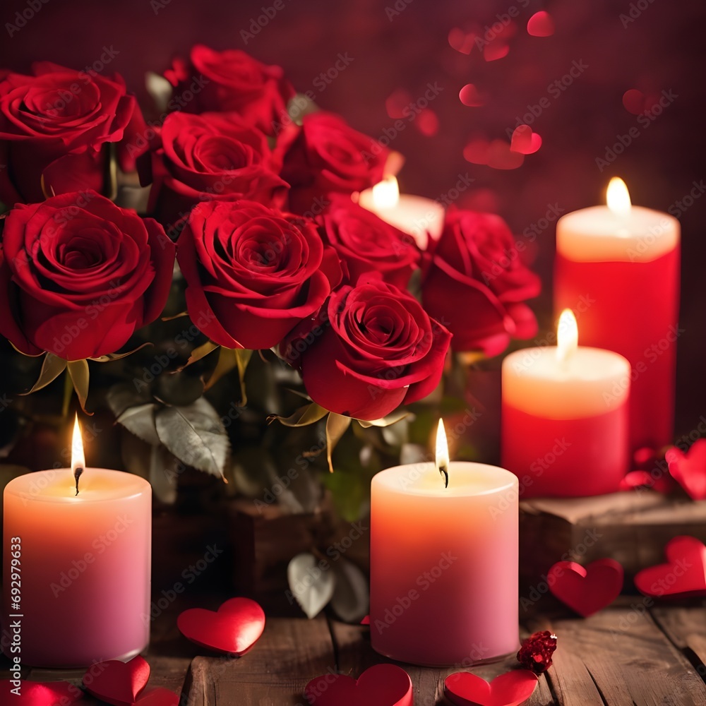 valentines day background, social media background for vday, full of romance cards with love, red rose and candles valentines day background, social media background for vday, full of romance cards with love, red rose and candles