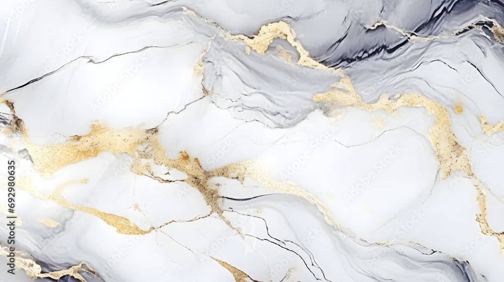 White marble texture background with grey-golden curly veins, Carrara crystal marble texture marble. generative AI.