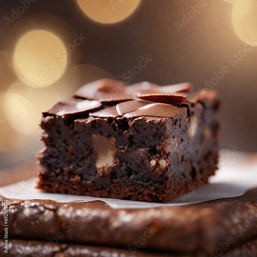 Close up of a Brownie, foreground sharp with bokeh background. ai generative