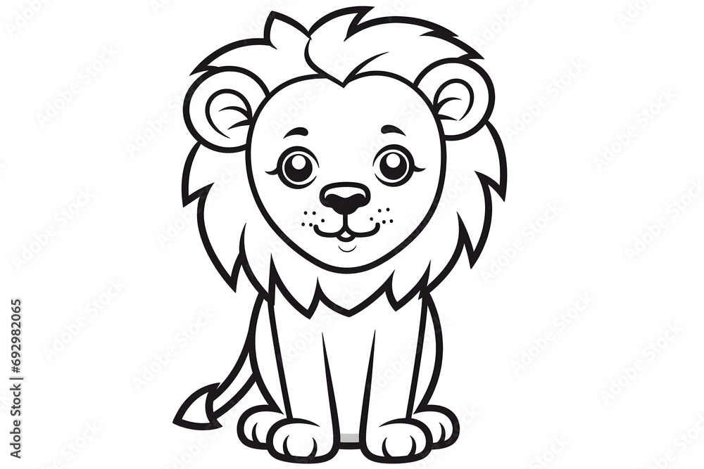 Fototapeta premium Illustration of cartoon small lion