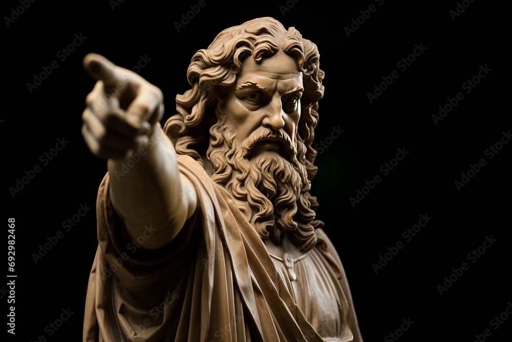 Dominant Brutal Man Statue Gesturing with Confidence, Signifying Commanding Presence