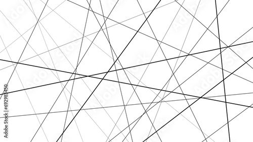 Chaotic abstract line background. Random geometric line seamless pattern. Black outline monochrome texture. Vector illustration.