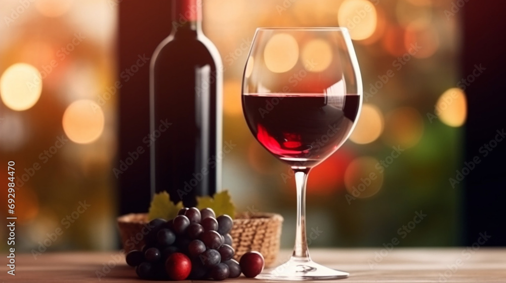 Glass of red wine agasint a bokeh background 