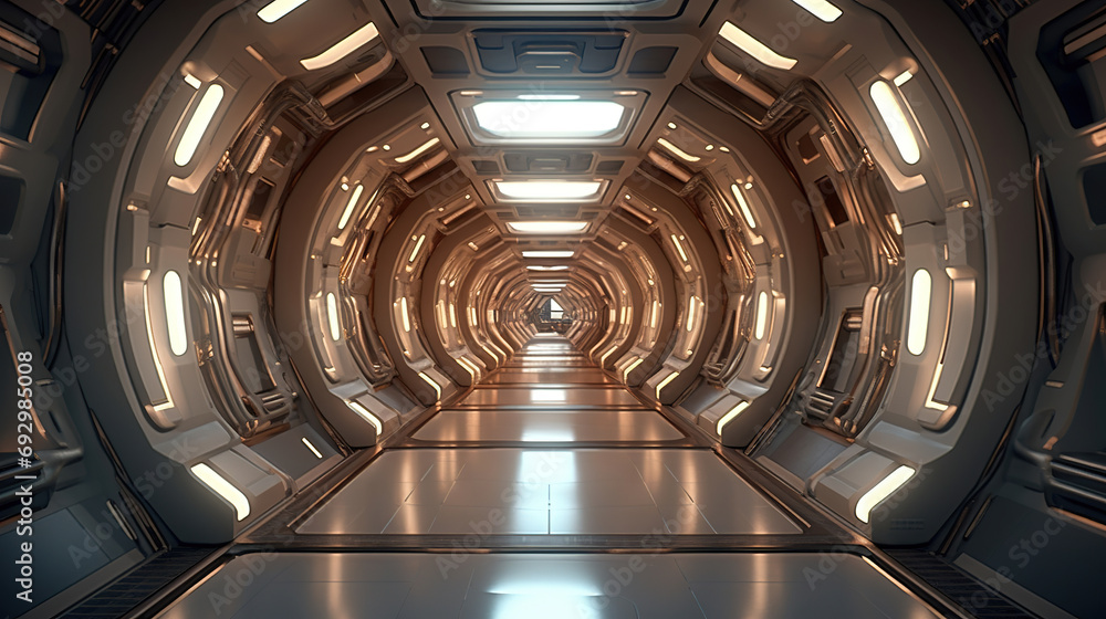 Obraz premium Space station or spaceship scifi style corridor or room. . Ultra modern sci-fi design.