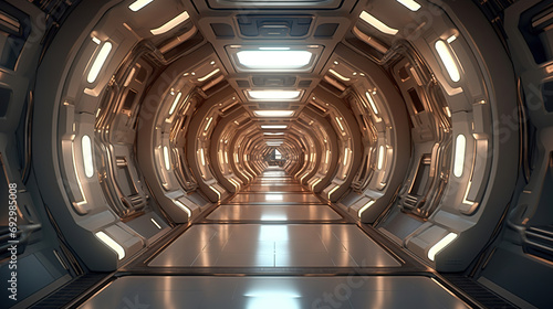 Space station or spaceship scifi style corridor or room. . Ultra modern sci-fi design. photo
