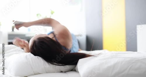 Wallpaper Mural Beautiful woman in the bedroom rejoices in money, close-up. Girl paid for sex in the morning. Recklessness Torontodigital.ca