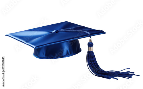 Blue Graduation Cap With Blue Tassel on a White or Clear Surface PNG Transparent Background