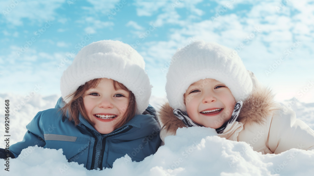 Cute happy little girl playing in the snow Cute happy little girl playing in the snow