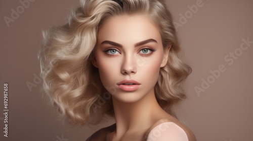 Fashionable makeup of young woman model. Sophisticated makeup details of modern beauty trends. Professional light, bright and attractive atmosphere