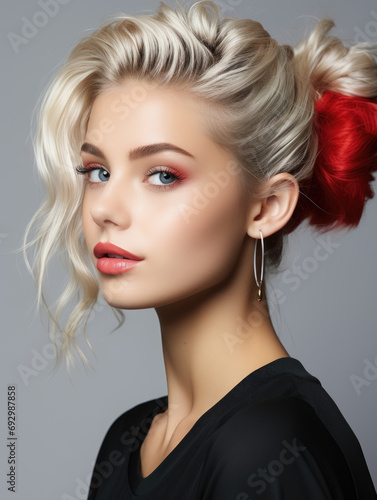 Portrait of Beautiful young woman isolated on white background , Beautiful model posing in studio over white background