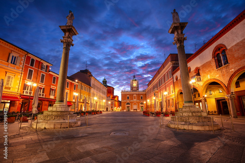 Ravenna, Italy. Cityscape image of old town Ravenna, Italy at beautiful autumn sunrise.