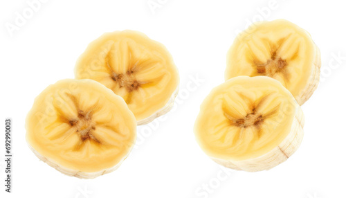 sliced banana isolated on transparent background cutout