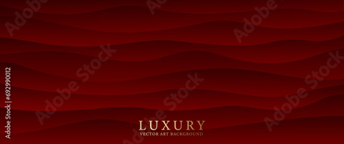 Red elegant vector abstract background with waves. Modern premium gradient illustration for cover design, card, flyer, poster, luxe invite, prestigious voucher and invitation. 3D tile.
